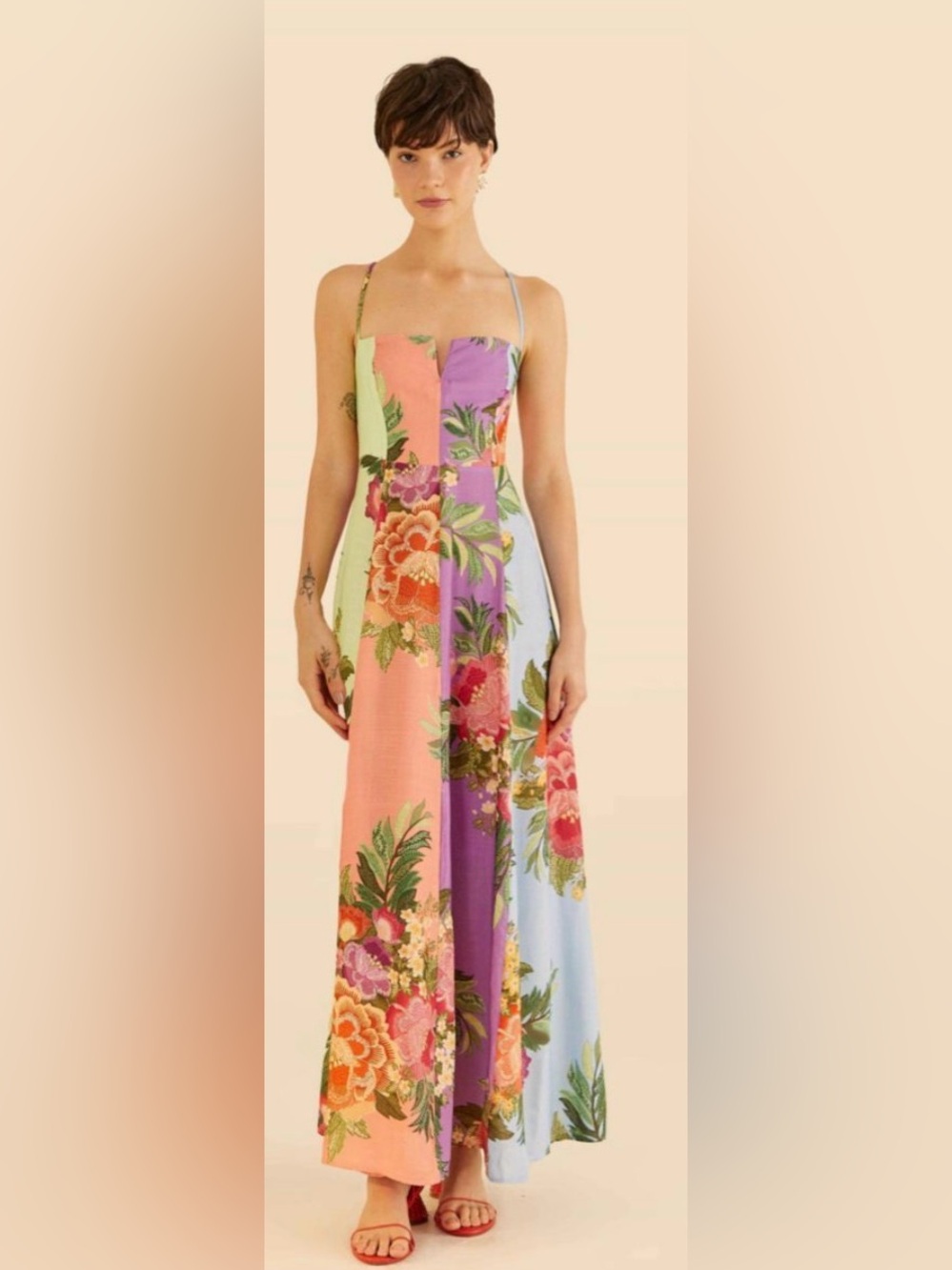 Farm Rio Tropical Maxi Dress Size XS Multicolor Tropical Floral *read* #374